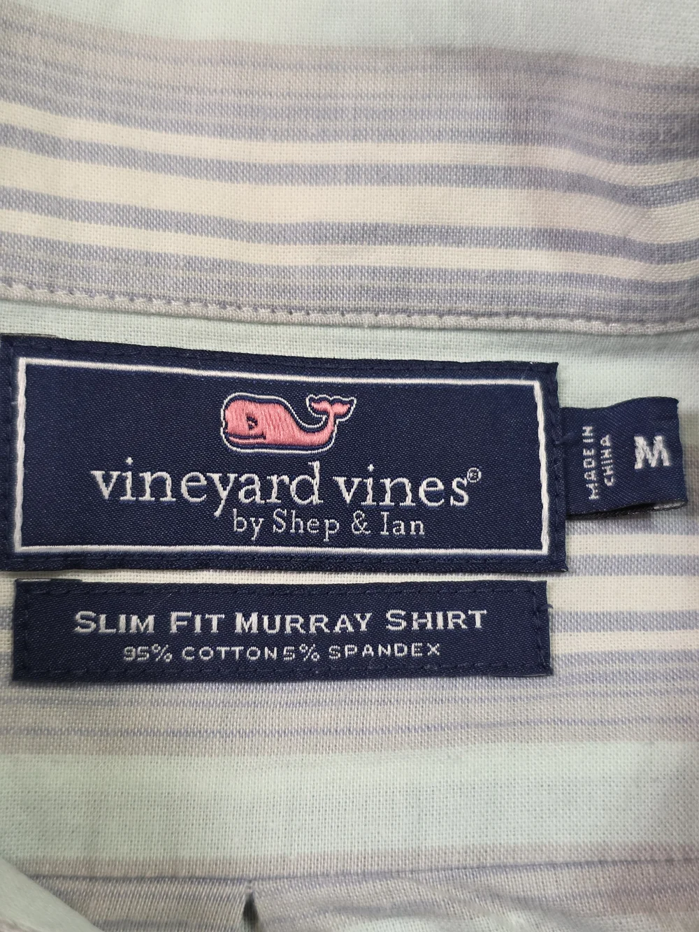 Vineyard Vines Men’s Cotton Light Blue Striped Button-Down Shirt Medium - Picture 7 of 8